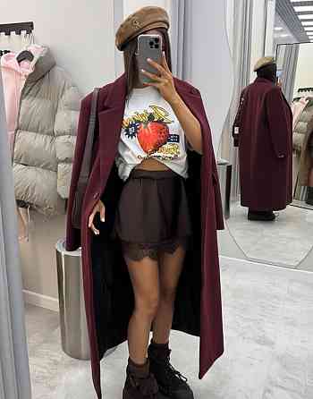 Стильное женское пальто оверсайз крой кашемир + подкладка Бордо, 46/48 Одесса