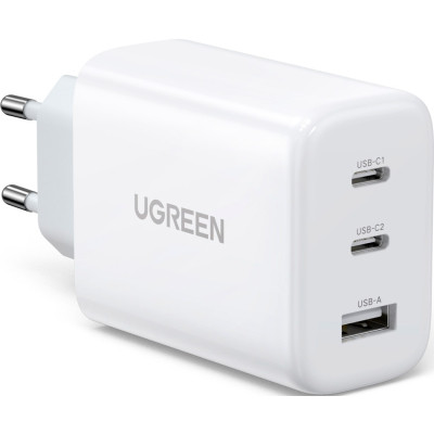 Зарядний пристрій Ugreen 3xUSB 65W (2xType-C+USB QC3.0) Fast Charger White CD275 (90496) Вінниця - фото 1