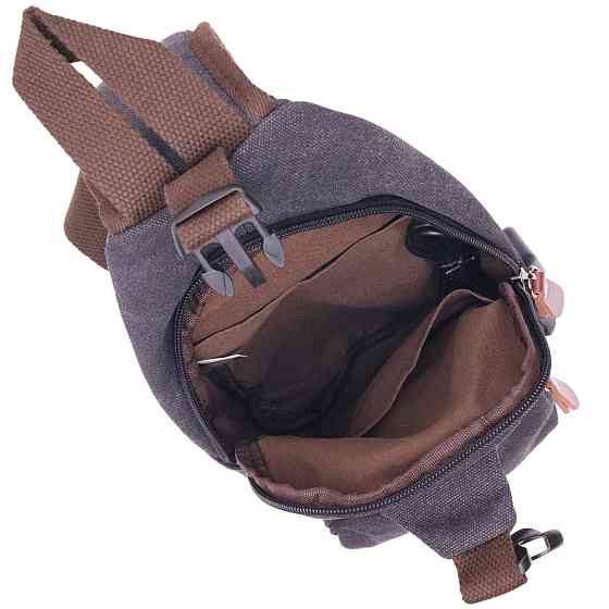 Чоловіча сумка через плече з кабелем USB текстильна 21221 Vintage Чорна Київ