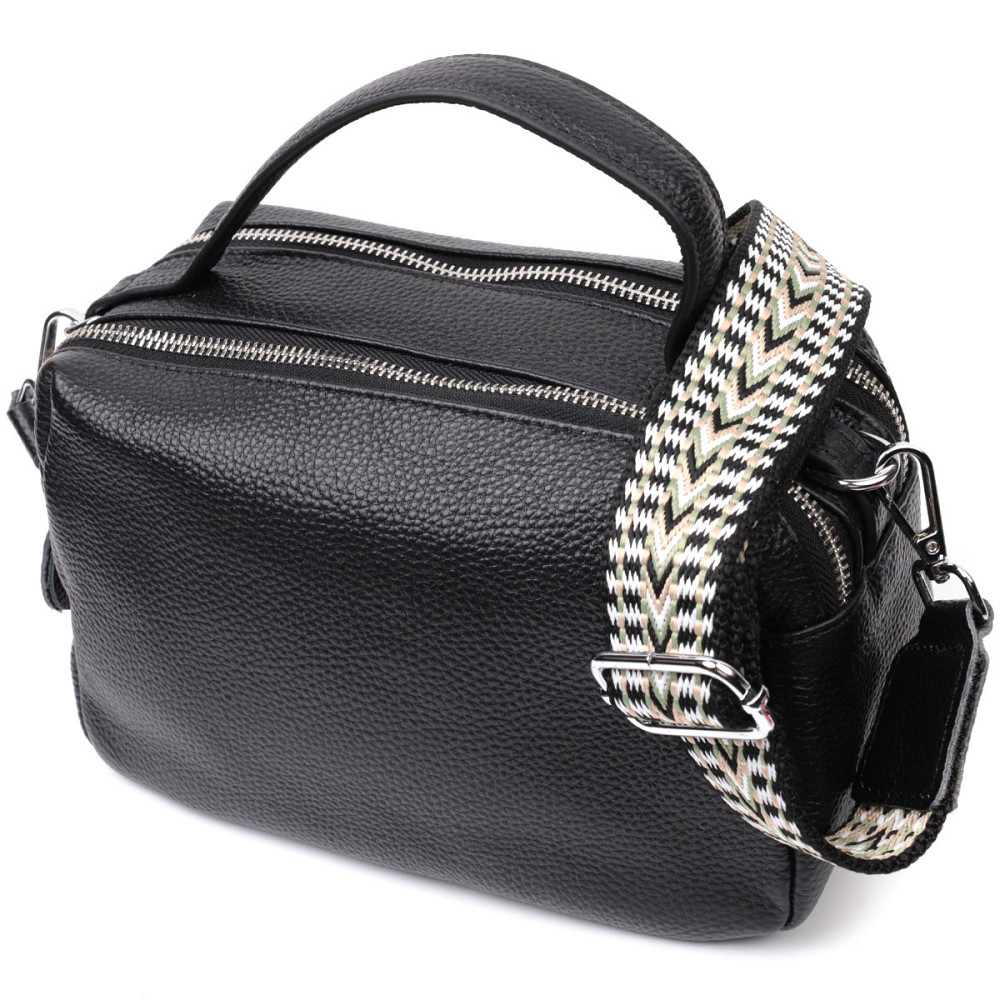 Сумка прямоугольная для женщин на два отделения из натуральной кожи Vintage 22343 Черная Киев - изображение 1