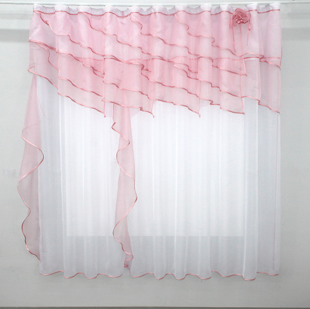 Кухонная занавеска VR-Textil № 00к розовый с белым 280х170 см (59-807) Киев - изображение 1