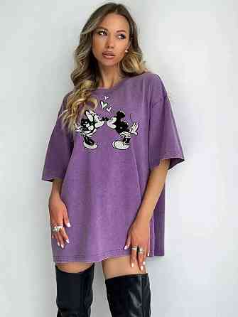 Футболка оверсайз винтаж с принтом Сиреневый с рисунками Харьков