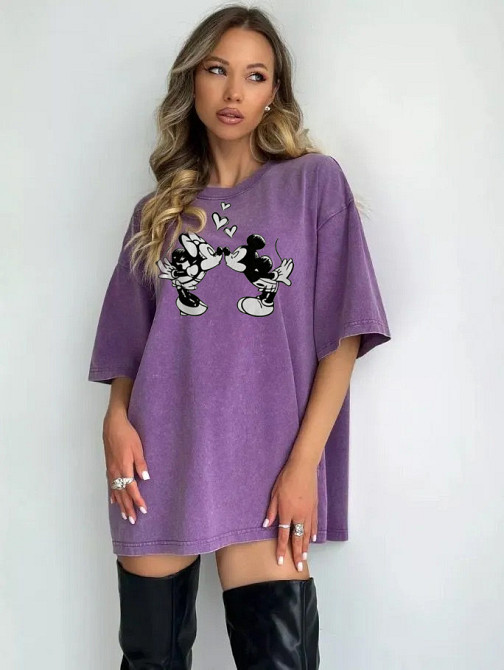 Футболка оверсайз винтаж с принтом Сиреневый с рисунками Харьков - изображение 1