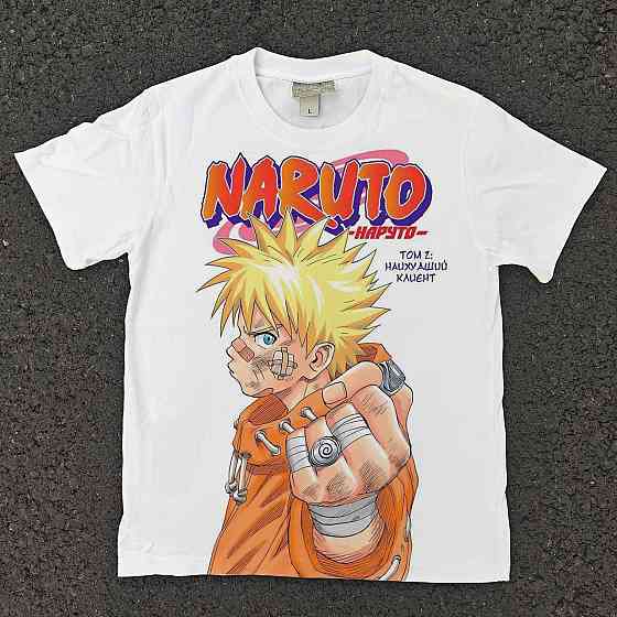 Футболка для мальчика с принтом аниме Наруто Узумаки Классик Ковер манга оверсайз (рост от 165 до 180 ) Черний Днепр