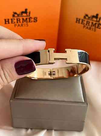 Браслет Hermes жёсткий | черная эмаль | напыление золото  |  напыление серебро 925 Одесса
