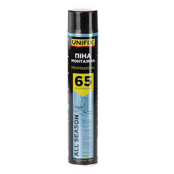 Пена монтажная профессиональная Всесезонная 65л 850мл UNIFIX Рівне
