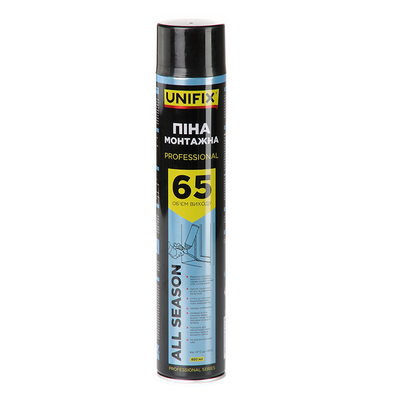 Пена монтажная профессиональная Всесезонная 65л 850мл UNIFIX Рівне - фото 2