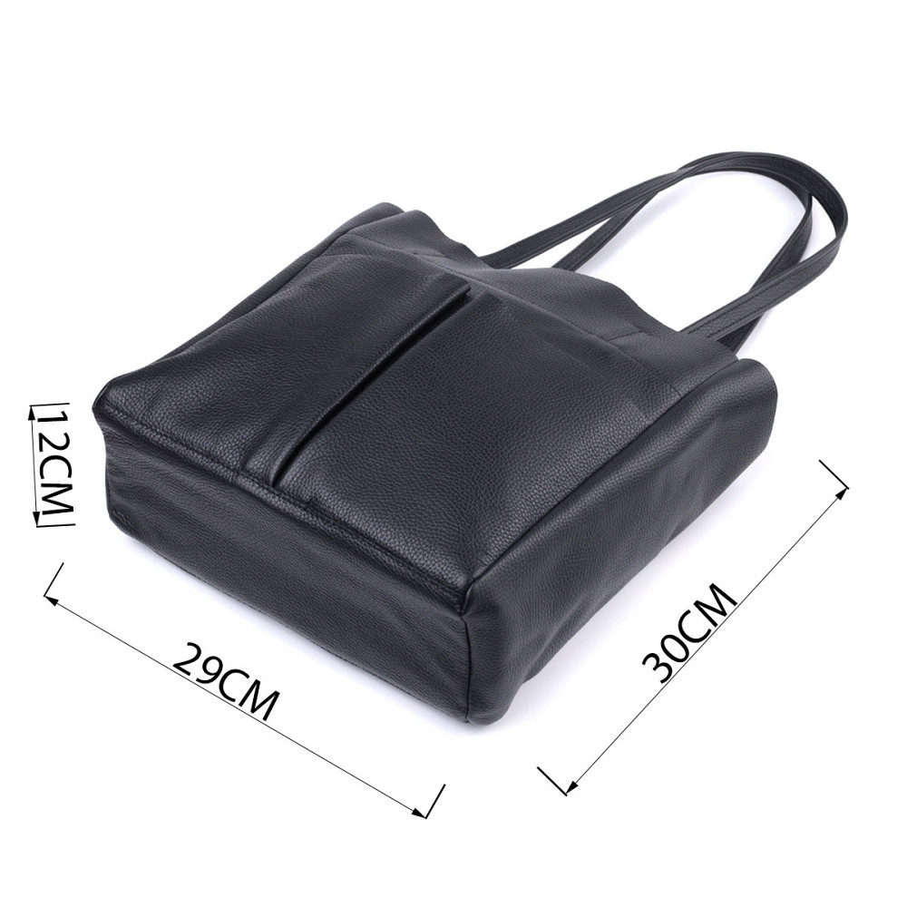 Зручна сумка-шоппер із натуральної шкіри Shvigel 22845 Чорна Київ - фото 3