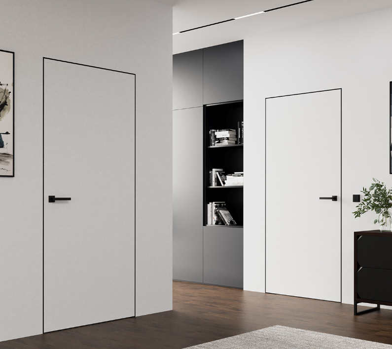 Межкомнатные двери скрытого монтажа Abwehr Smart Invisible Outside Кромка алюминий черный 720х2005 мм Киев - изображение 1