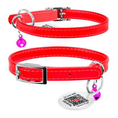 Ошейник для животных WAUDOG Glamour с QR паспортом Д 22-30 см красный (32483) Винница