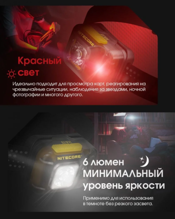 Налобний ліхтар Nitecore HA13 з білим та червоним світлом 350лм 3xAAA USB-C (7 режимів) Вінниця - фото 9