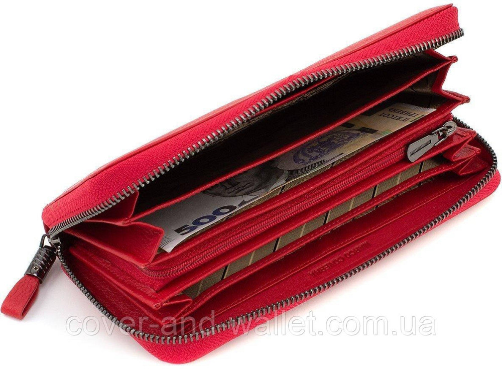 Красный женский кошелёк клатч из натуральной кожи на молнии Marco Coverna 1424 Киев - изображение 9