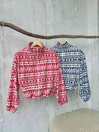 Жіноча стильна тепла новорічна худі з принтом фліс Одеса