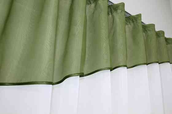 Кухонная занавеска VR-Textil № 047к белый с оливковым 270х170 см (52-0074) Киев