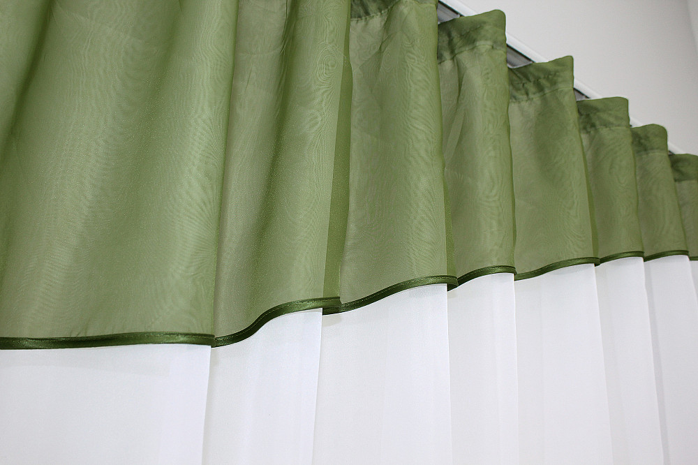 Кухонная занавеска VR-Textil № 047к белый с оливковым 270х170 см (52-0074) Киев - изображение 4