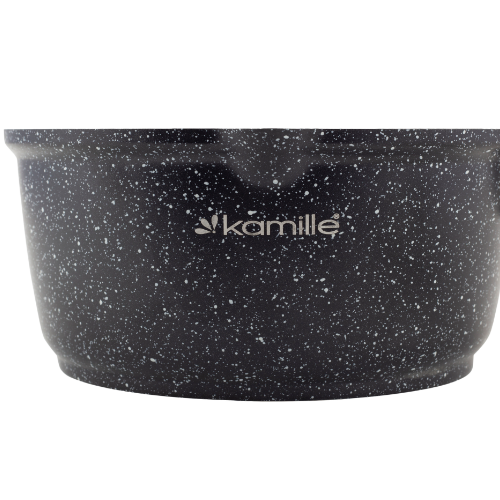 Ковш литий алюміній 1,35л d16*8см скляна кришка антипригарне покриття чорний мармур 4436 KAMILLE Житомир - изображение 9