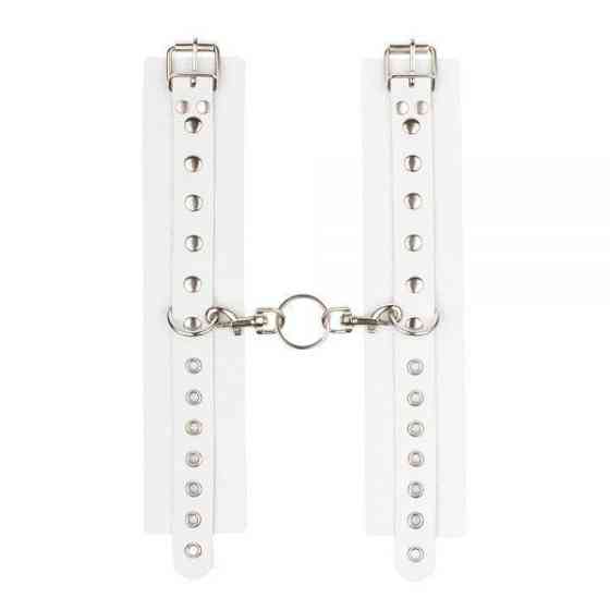 Наручники Leather Double Fix Hand Cuffs, White Sex Aura Київ
