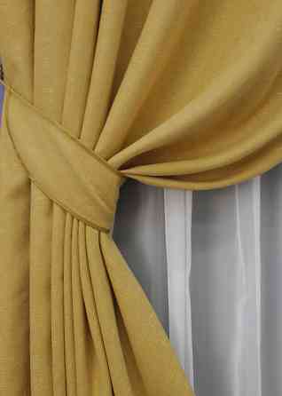 Комплект готовых штор VR-Textil Лен № 1449ш Желтый 150х270 см 2 шт (33-0289) Киев