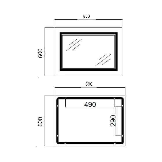 Дзеркало Qtap Cardinal (CA1) 800х600 з LED-підсвіткою Touch, з антизапотіванням, з димером, темп. кольору (3000-6500K) Reverse Київ