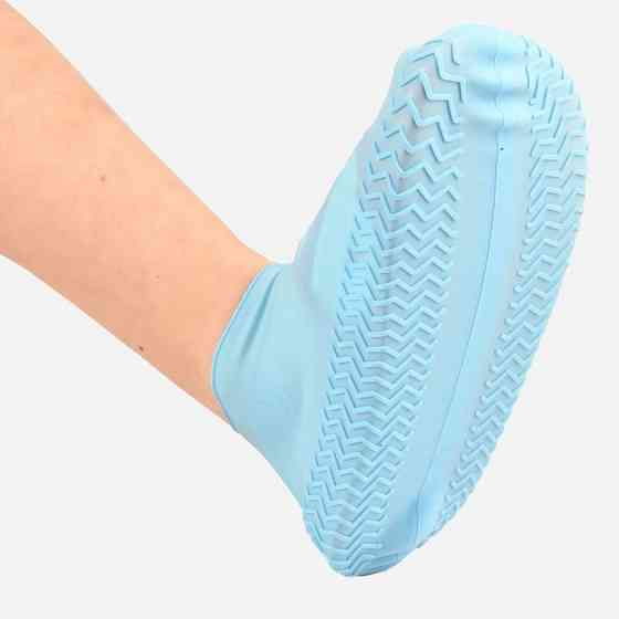 Многоразовые бахилы-чехлы L (41-45 размер) для обуви силиконовые от воды и грязи. Цвет: голубой AE-33 Ивано-Франковск