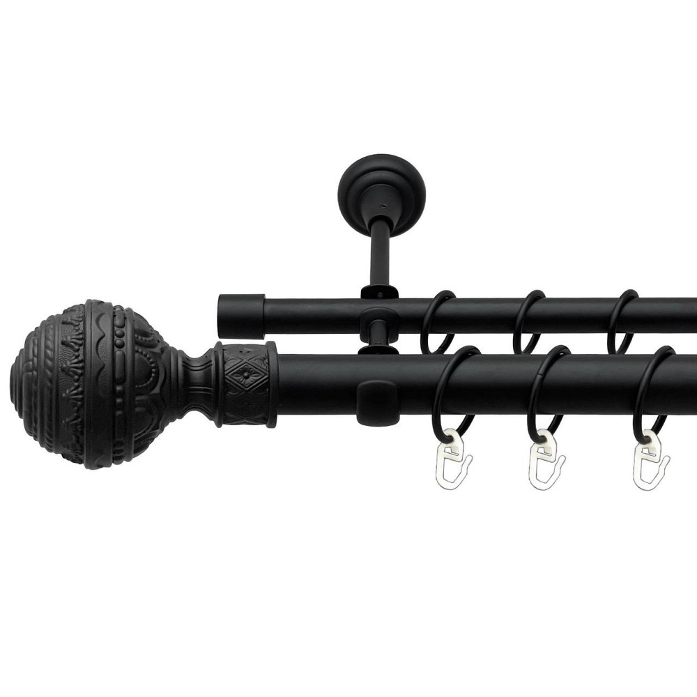 Карниз Orvit Арабеска металевий дворядний відкритий гладка труба кільце металеве Чорний Оксамит 25\16 мм 300 Львов - изображение 1