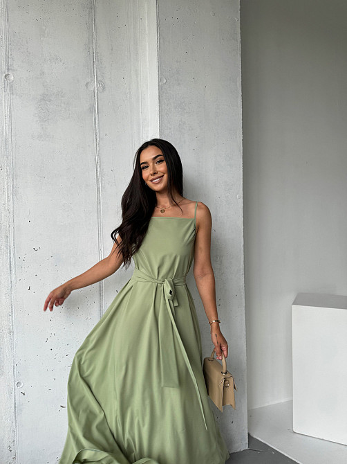 Жіночий літній сарафан максі "Charlotte" оптом | Норма і батал Оливковий, 42-44 Київ - фото 4