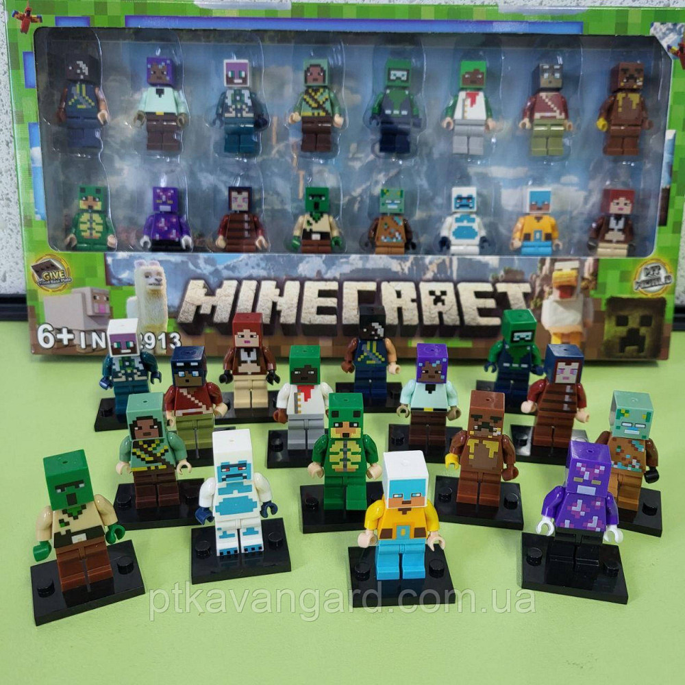 Набір фігурок Майнкрафт 16 героїв + зброя, з підставками 2913 Хмельницький - фото 1