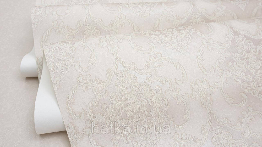 Шпалери метрові вінілові на флізеліні Sintra Classic класика вензель структурні сріблястий бежевий 406427 Київ - фото 7