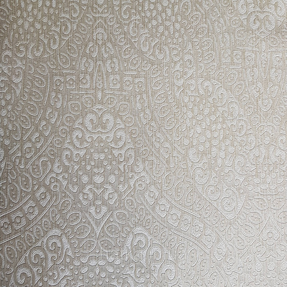 Шпалери метрові вінілові на флізелін Yuanlong Samsara східний стиль вензелі завитки бежеві сріблясті 3д Київ - фото 2