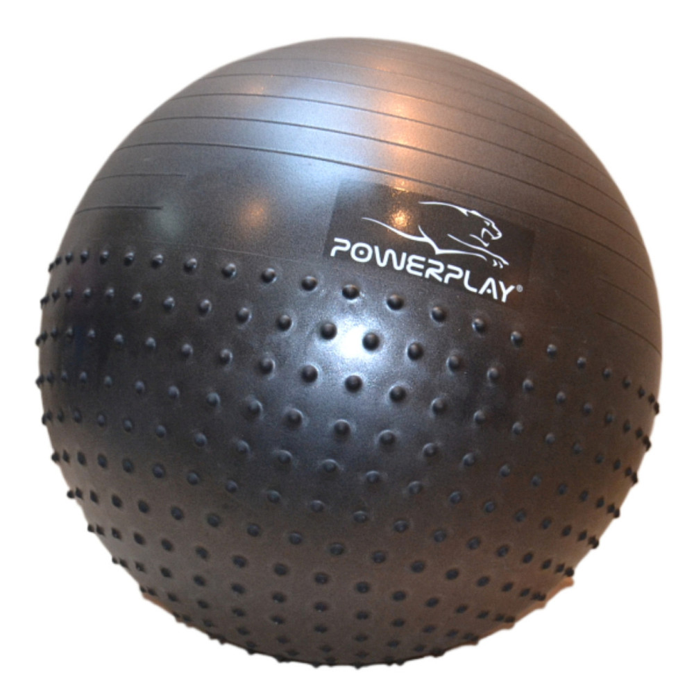 М'яч для фітнесу (фітбол) напівмасажний PowerPlay 4003 Ø75 cm Gymball  Темно-сірий + помпа Луцьк - фото 2