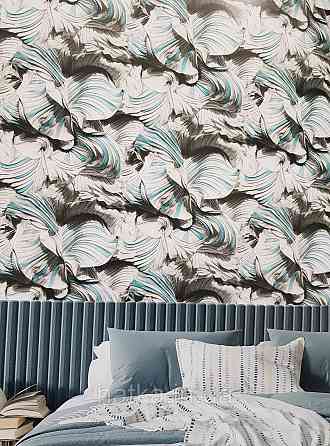 Шпалери вінілові на флізеліні гарячого тиснення DU&KA 1.06х10 вензель основа під штукатурку сірі коричневі Київ