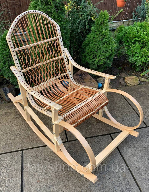 Крісло-гойдалка букова, плетена з лози Київ - фото 7