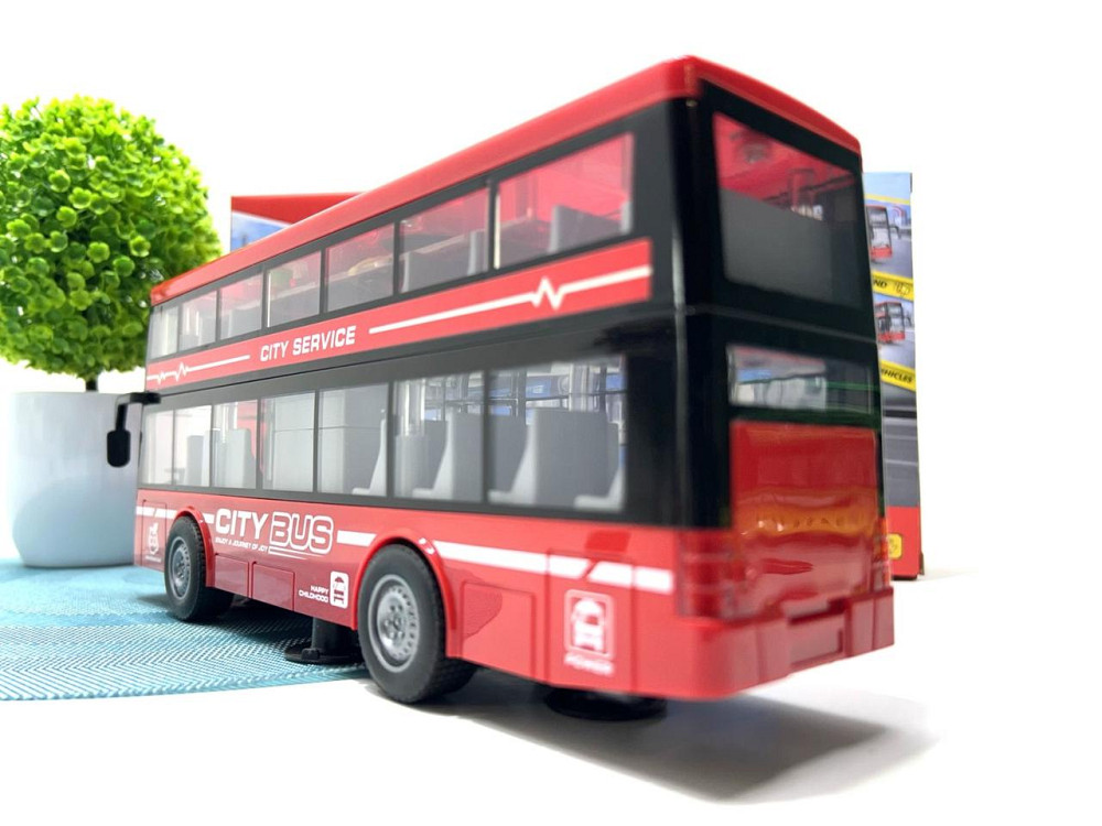 Автобус інерційний двоповерховий світло звук двері відкриваються гумові колеса Червоний (RJ5504) Чернигов - изображение 7