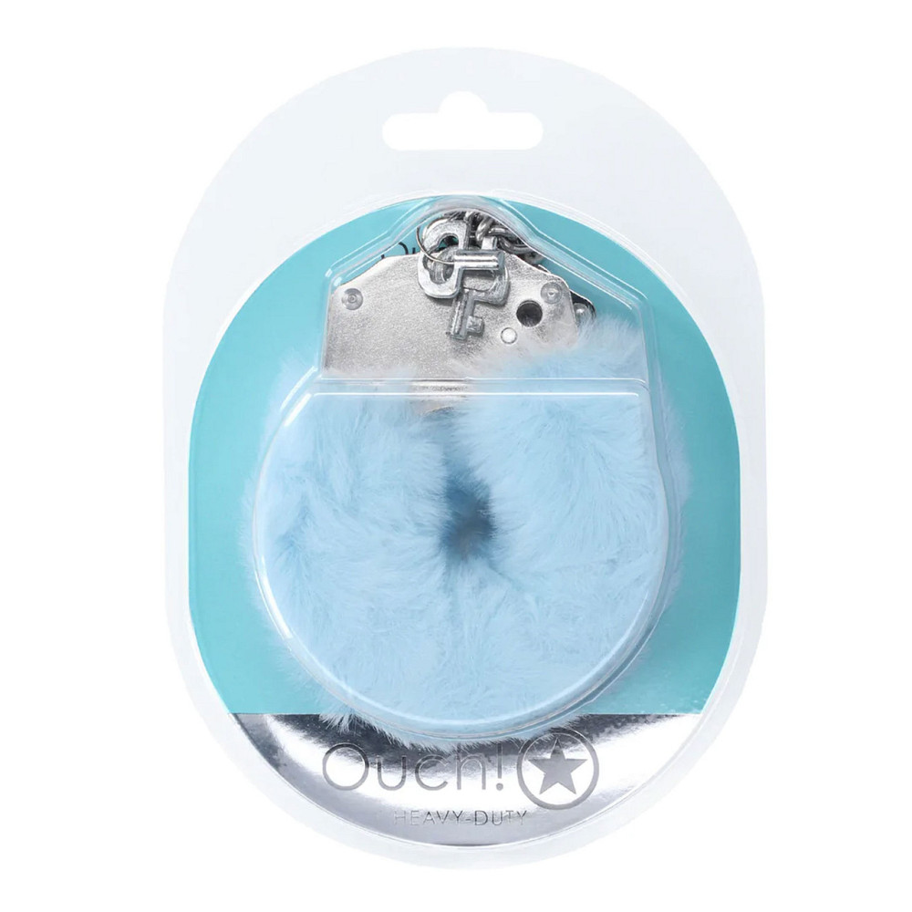 Пухнасті металеві наручники для рольових ігор Heavy-duty Fluffy Handcuffs Powder Blue Sex Aura Київ - фото 2