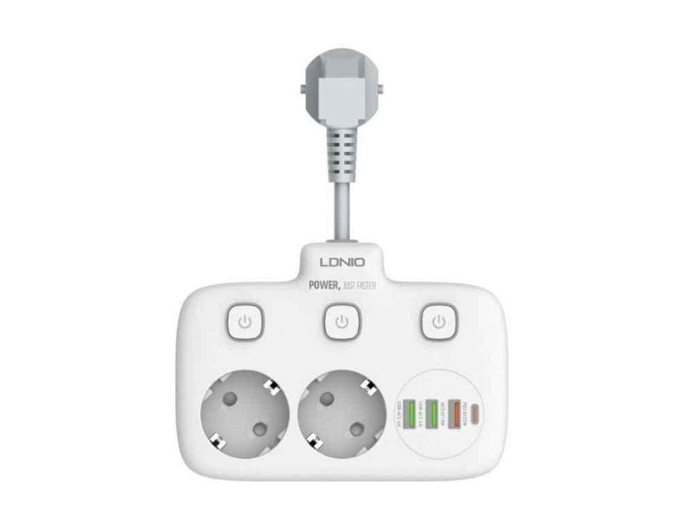 Переходник сетевой SE2435 2 EU ports/1PD/1 ТМ LDNIO Киев - изображение 1