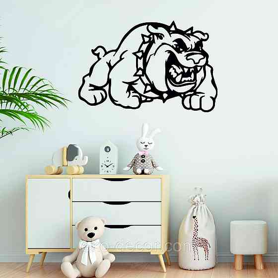 Декоративне настінне Панно «Бульдог - Спайк», Декор на стіну 90*59 см, Чорний Київ