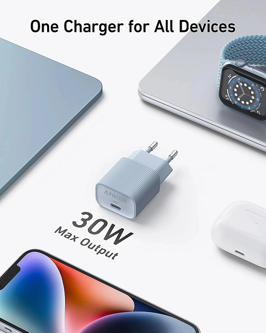 Мережевий зарядний пристрій Anker PowerPort 511 Nano IV - 30W USB-C White (6962736) Київ - фото 2