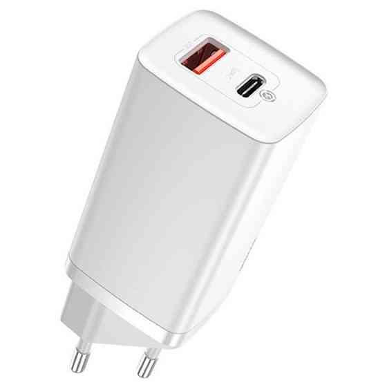 Универсальное сетевое зарядное устройство Baseus Wall Charger GaN2 Lite USB-C+USB 65W CCGAN2L-B02 (Белое) Николаев