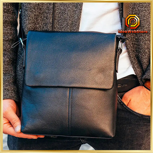 Сумка мессенджер черная мужская из кожи через плечо Tiding Bag Киев - изображение 1