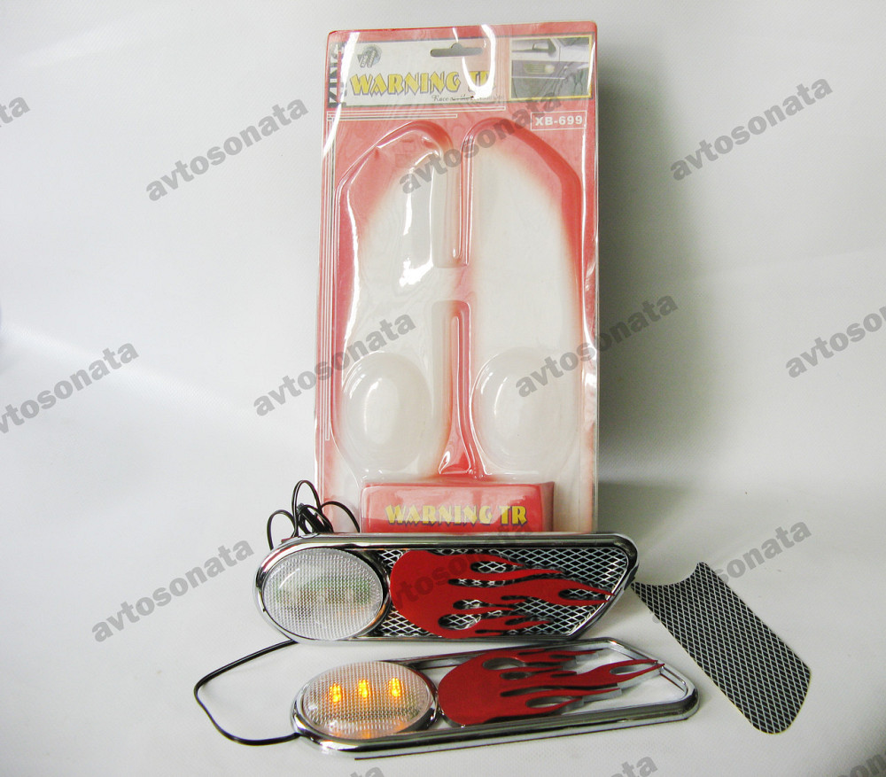 Накладки декоративні ХВ-699 chrome/red/yellow підсвічування полум&apos;я (пара) Вінниця - фото 3