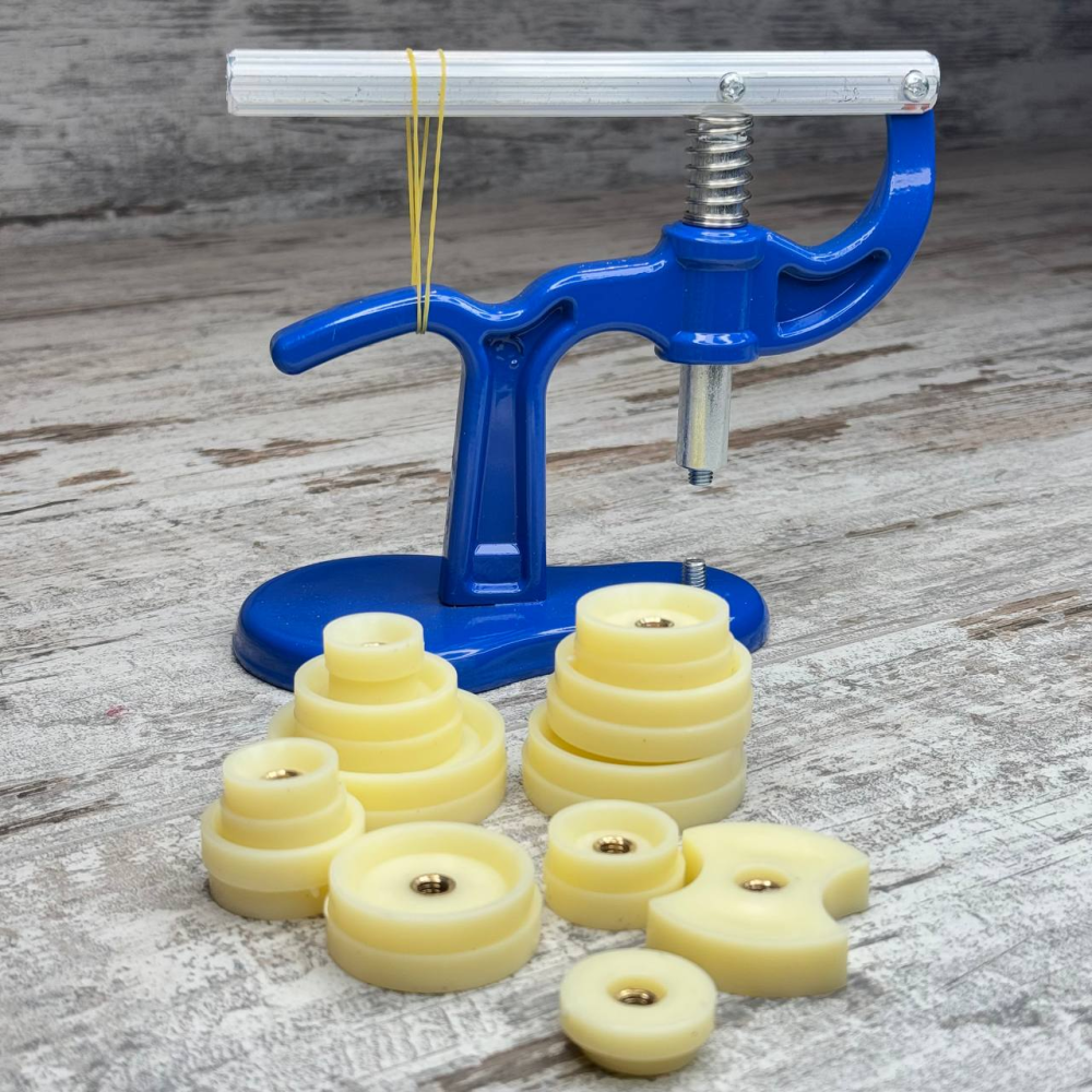 Важільний прес для закривання кришок і скла годинників з 12 насадками, металевий інструмент для годинникарів Київ - фото 2