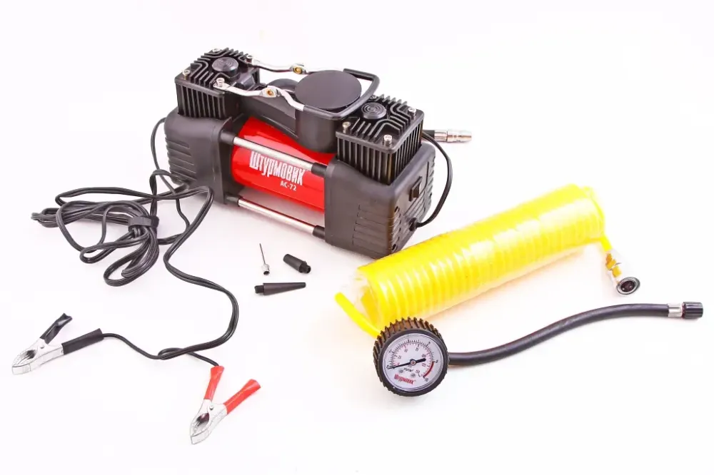 Компресор 300Вт/150psi/90л Штурмовік на затисках 2-цил, шланг 5.0м, манометр на шлангі Вінниця - фото 1