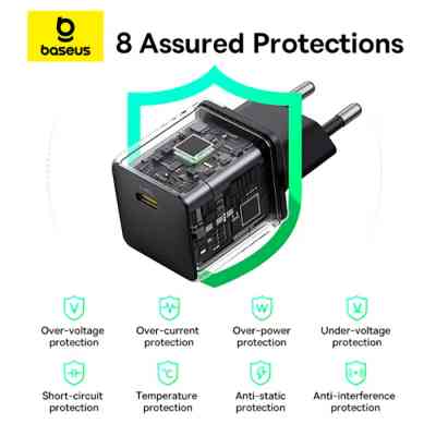 Зарядное устройство Baseus Palm Fast Charger 1C 20W + Cable 1.0m Type-C 60W black (P10111602113-01) Винница