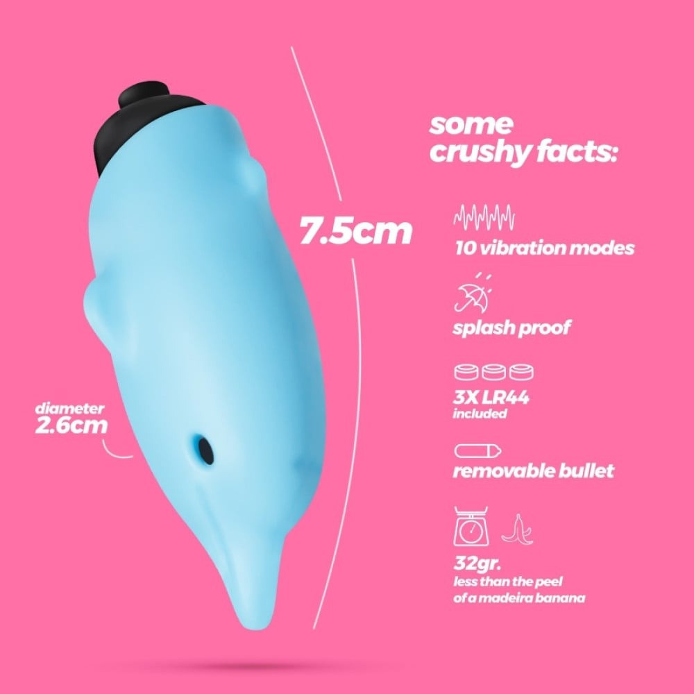 Мини-вибратор в виде дельфина Crushios Dolphin з 10 скоростями, голубой Sex Aura Киев - изображение 6