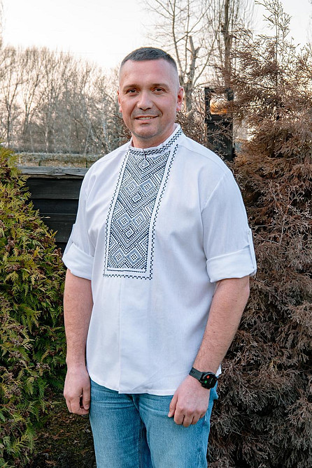 Сорочка-вишиванка чоловіча, лляна, біла, топ, вишиванки для чоловіків льон 46 Київ - фото 1