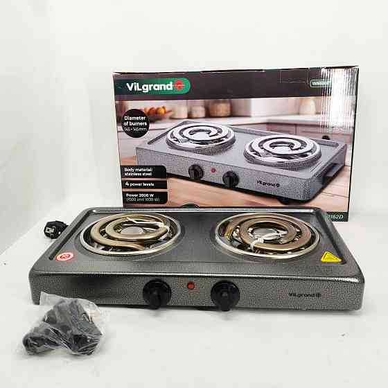 Маленька електроплита настільна Vilgrand, Плита електрична двоконфорочна, Плитка електрична переносна RE-82 Львів