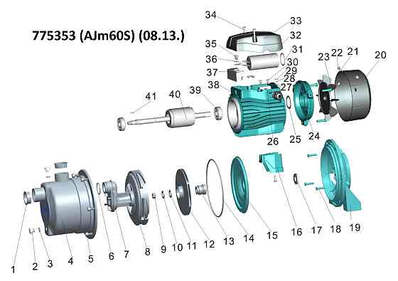 Насос центробежный самовсасывающий 0.75кВт Hmax 47м Qmax 55л/мин (нерж) LEO 3.0 AJm75S (775354) Ровно