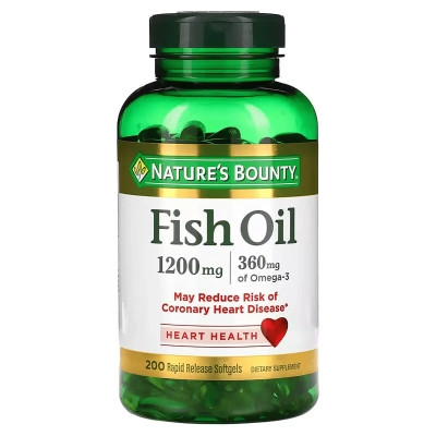 Жирные кислоты Nature's Bounty Рыбий жир, 1200 мг, Fish Oil, 200 гелевых капсул (NRT-13102) Винница - изображение 1