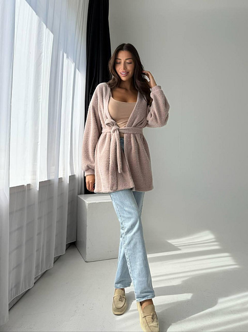 Женский повседневный стильный кардиган из ткани ангора пушистик Мокко Одесса - изображение 3