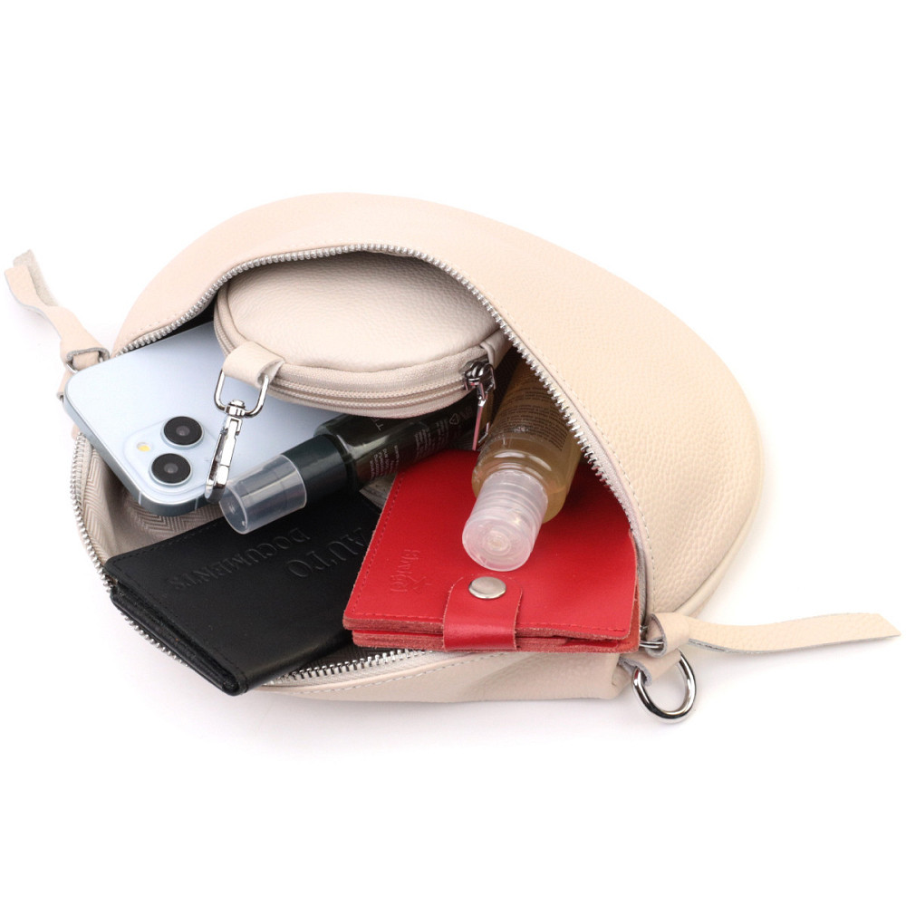 Шкіряна сумка для жінок через плече з міні гаманцем Vintage 22664 Біла Київ - фото 9